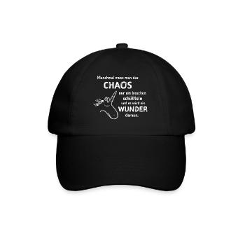 lustiger Spruch witzige Sprüche Chaos schütteln 2 - Baseballkappe - Schwarz/Schwarz - Vorne