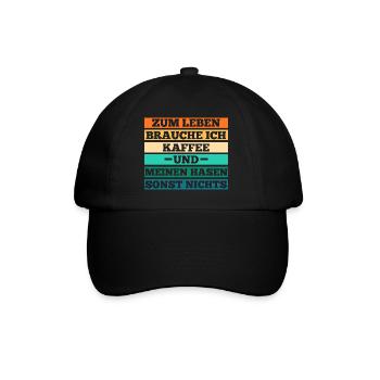 Kaffee Kaninchen Hase - Baseballkappe - Schwarz/Schwarz - Vorne