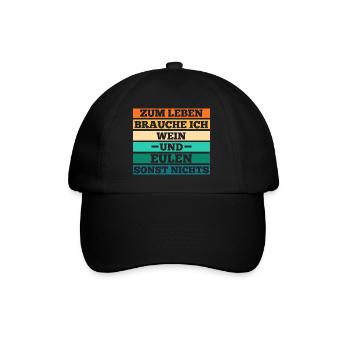 Wein Eulen - Baseballkappe - Schwarz/Schwarz - Vorne