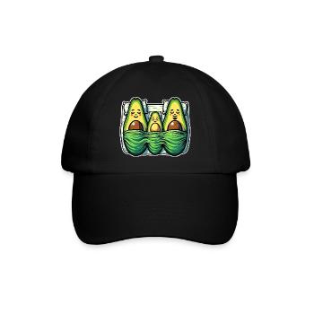 Avocado family mom, dad, kid sleeping in bed - Baseball Cap - black/black - Front