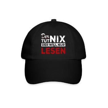Der tut nix der will nur lesen - Spruch - Baseballkappe - Schwarz/Schwarz - Vorne