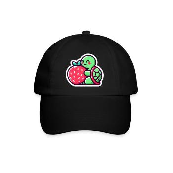 Tortue mignonne étreint une fraise sucrée - Casquette classique - noir/noir - Devant