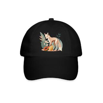 Elegant fox with tropical fruits - Baseball Cap - black/black - Front