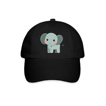 Éléphant mignon et heureux - Adorable dessin animé - Casquette classique - noir/noir - Devant