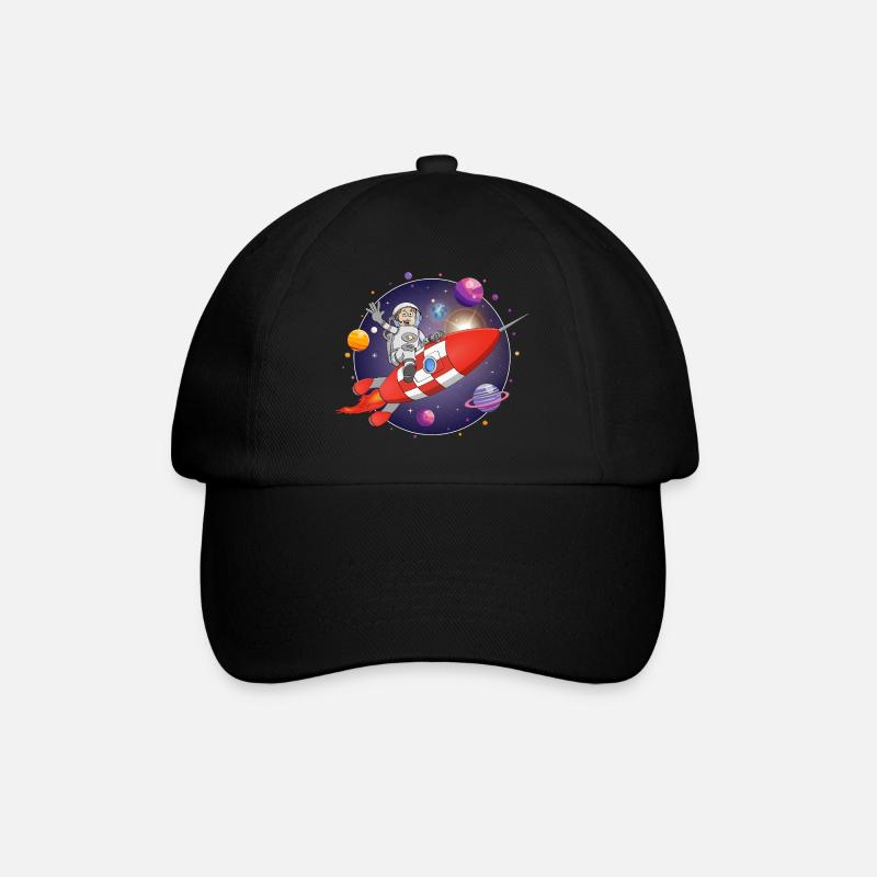 L’astronaute et la fusée rouge dans l’espace - Casquette classique - noir/noir