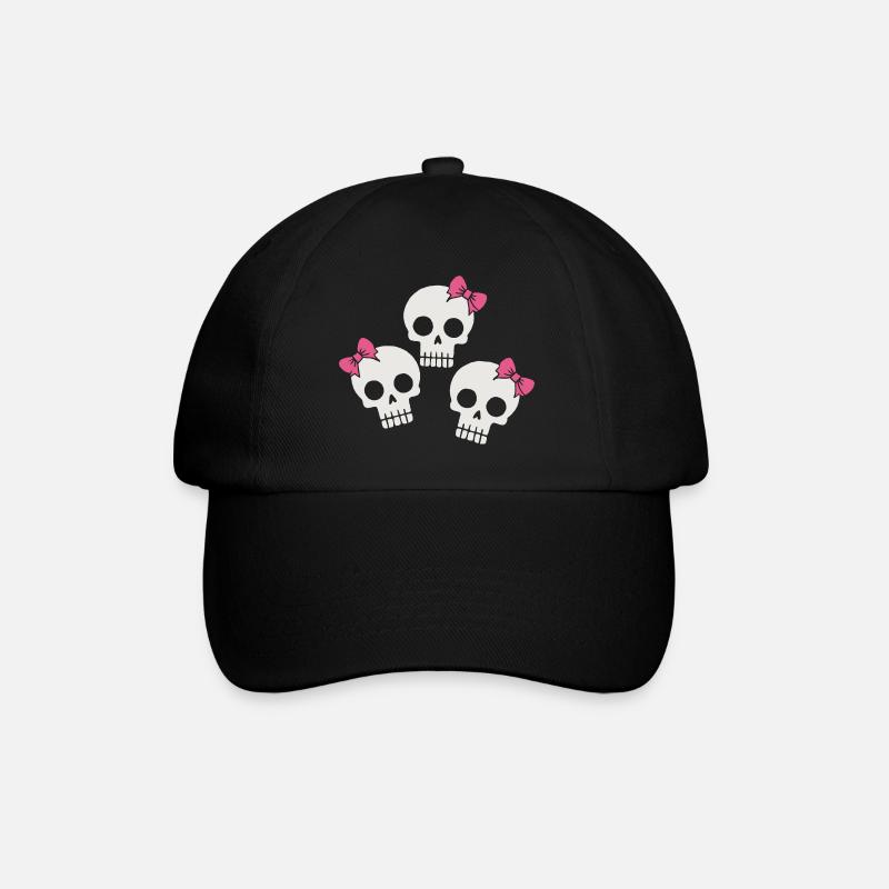 Cute Skull with Bows - Baseball Cap - black/black