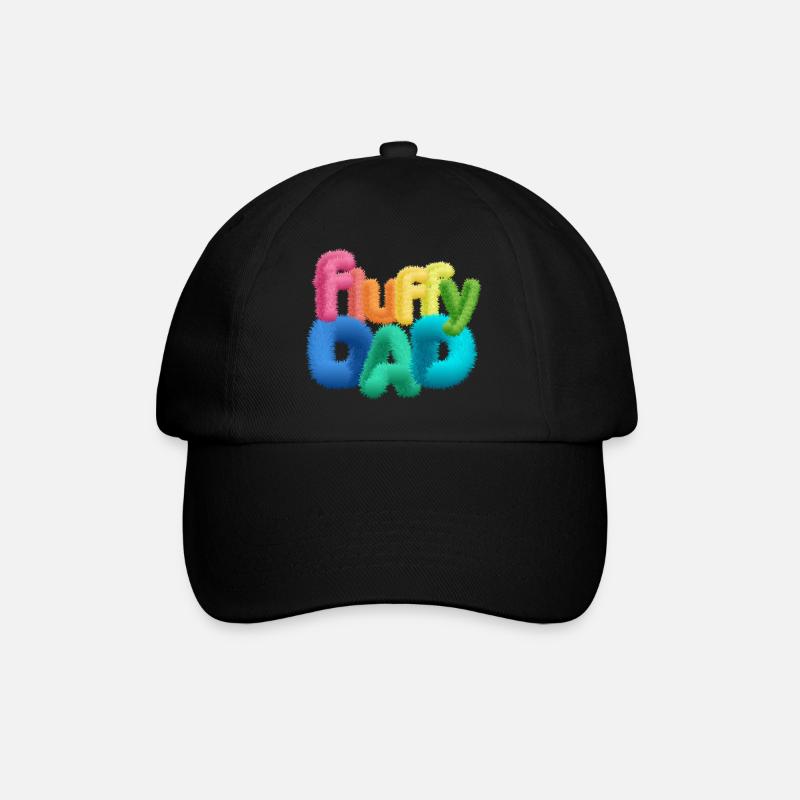 Fluffy Dad – Typographie colorée et moelleuse - Casquette classique - noir/noir