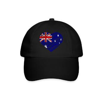 Australische Flagge Herz Design - Baseballkappe - Schwarz/Schwarz - Vorne