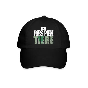Ich Respektiere Tiere Tierschutz Huhn Vegan - Baseballkappe - Schwarz/Schwarz - Vorne