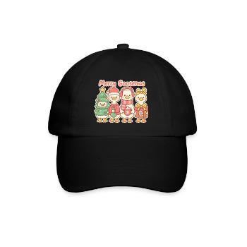 Fröhliches Gänsemas-Trio, Entenlins - Baseballkappe - Schwarz/Schwarz - Vorne