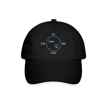 Eat Sleep Code Repeat - Programmierer Kreislauf - Baseballkappe - Schwarz/Schwarz - Vorne