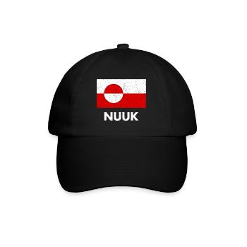 Greenland Flag - Nuuk - Grönland - Denmark Danmark - Baseballkappe - Schwarz/Schwarz - Vorne