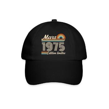 51e Cadeau d’anniversaire - Né en mars 1975 - Casquette classique - noir/noir - Devant