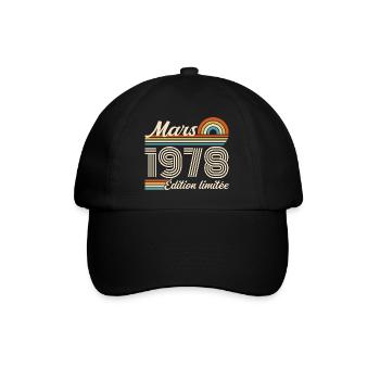 48th Birthday Gift - Born in March 1978 - Baseball Cap - black/black - Front