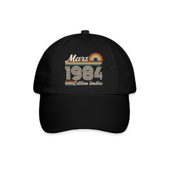 42e Cadeau d’anniversaire - Né en mars 1984 - Casquette classique - noir/noir - Devant