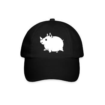 Nashorn süß Cartoon Silhouette - Baseballkappe - Schwarz/Schwarz - Vorne