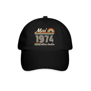 Cadeau Anniversaire 52 ans - Né mai 1974 - Casquette classique - noir/noir - Devant
