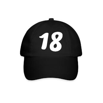 18. 18 YEARS OLD. 18th ANNIVERSARY. 18 BIRTHDAY. - Baseball Cap - black/black - Front