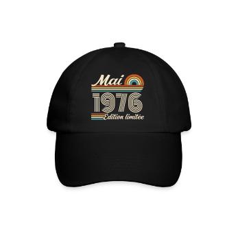 Cadeau Anniversaire 50 ans - Né mai 1976 - Casquette classique - noir/noir - Devant