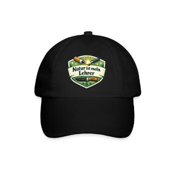Natur ist mein Lehrer – Waldbadge - Baseballkappe - Schwarz/Schwarz - Vorne