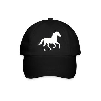 Silhouette eines wilden Pferdes - Baseballkappe - Schwarz/Schwarz - Vorne