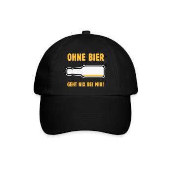 Ohne Bier Geht Nix Bei Mir! (Bierchen / NEG 3C) - Baseballkappe - Schwarz/Schwarz - Vorne