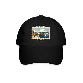 Dänemark Aarhus Vintage Reisemarke - Baseballkappe - Schwarz/Schwarz - Vorne