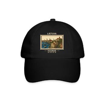 Litauen Kaunas Vintage Reisemarke - Baseballkappe - Schwarz/Schwarz - Vorne