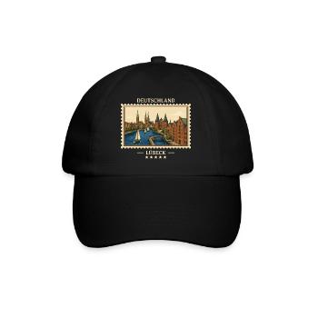 Deutschland Lübeck Vintage Reisemarke - Baseballkappe - Schwarz/Schwarz - Vorne