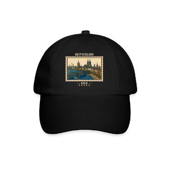 Deutschland Köln Vintage Reisemarke - Baseballkappe - Schwarz/Schwarz - Vorne