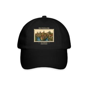 Deutschland Bamberg Vintage Reisemarke - Baseballkappe - Schwarz/Schwarz - Vorne