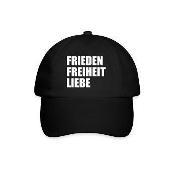 Frieden freiheit liebe - Baseballkappe - Schwarz/Schwarz - Vorne
