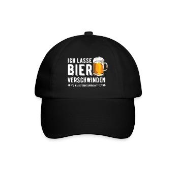 Ich lasse Bier verschwinden - Bierkenner - Spruch - Baseballkappe - Schwarz/Schwarz - Vorne