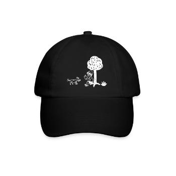 Garçon lisant sous une gravure sur bois d’arbre - Casquette classique - noir/noir - Devant
