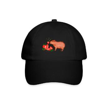 Capybara, capybara, strawberries, painting, colorful - Baseball Cap - black/black - Front