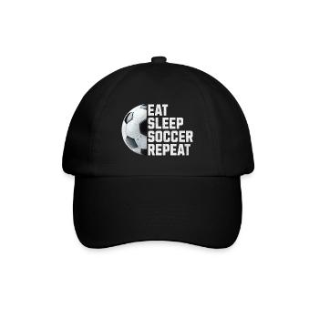 EAT SLEEP SOCCER REPEAT - Baseball Cap - black/black - Front