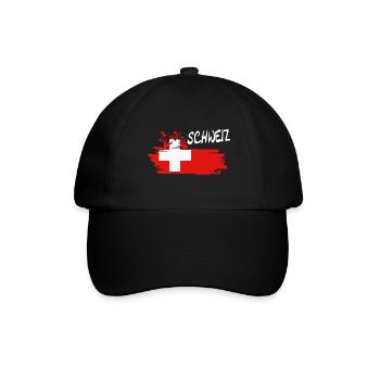 Schweiz Swiss Switzerland - Baseballkappe - Schwarz/Schwarz - Vorne