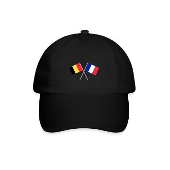 Belgium crossed France flag with flag - Baseball Cap - black/black - Front