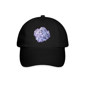 Hortensie lila Sommer - Baseballkappe - Schwarz/Schwarz - Vorne
