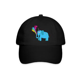 elephant with unicorn, colorful, elephant, rainbow, comic - Baseball Cap - black/black - Front