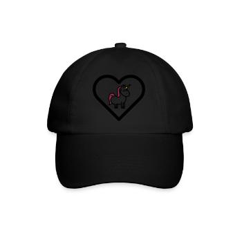 Heart unicorns unicorns girls children cute fairy tales - Baseball Cap - black/black - Front
