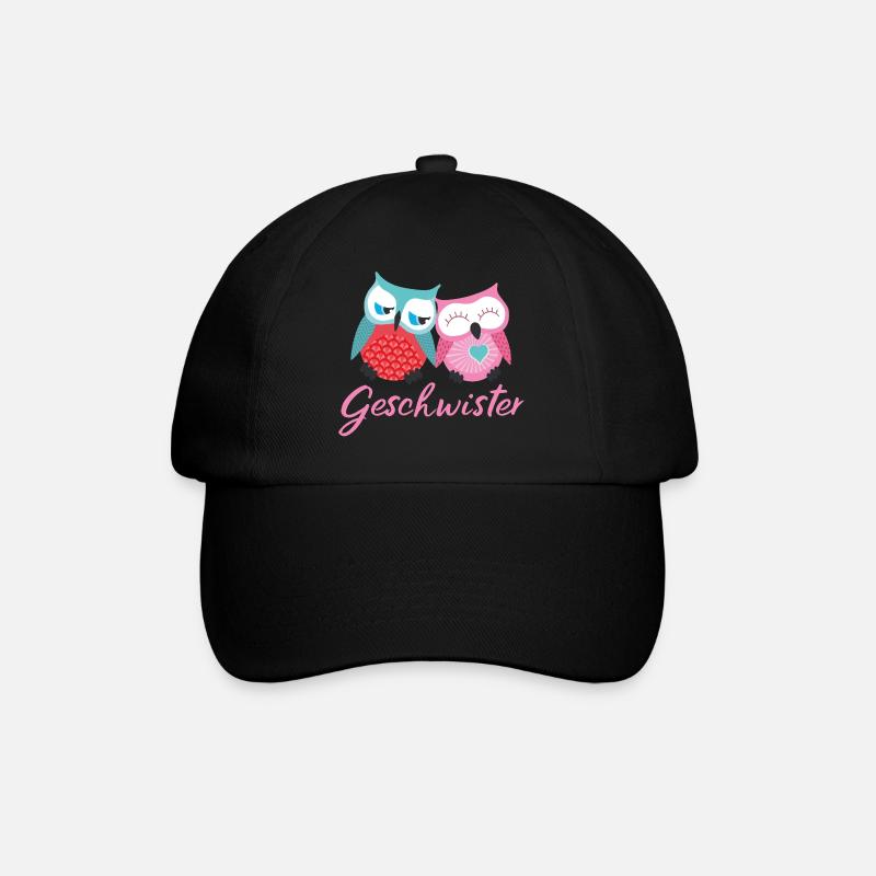 Geschwister Eulen - Baseballkappe - Schwarz/Schwarz