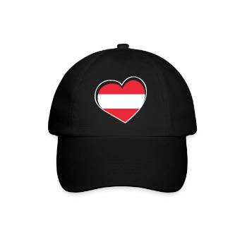 Österreich Flaggenherz - Baseballkappe - Schwarz/Schwarz - Vorne