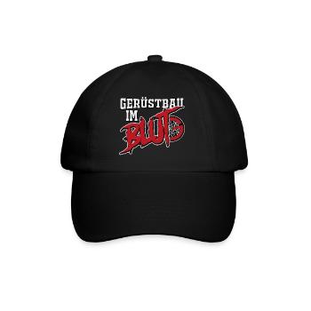 Gerüstbauer Shirt Gerüstbau im Blut - Baseballkappe - Schwarz/Schwarz - Vorne