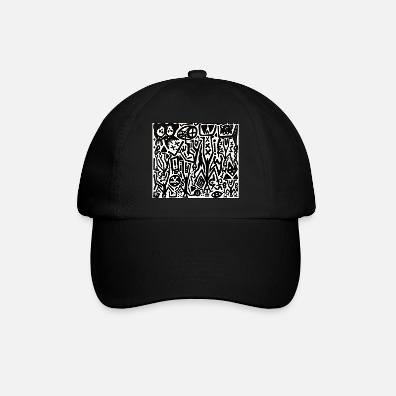 abstrakte Kunst - black and white - Labyrinth - Baseballkappe - Schwarz/Schwarz