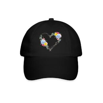 Un cœur au ressort fait de formes géométriques - Casquette classique - noir/noir - Devant