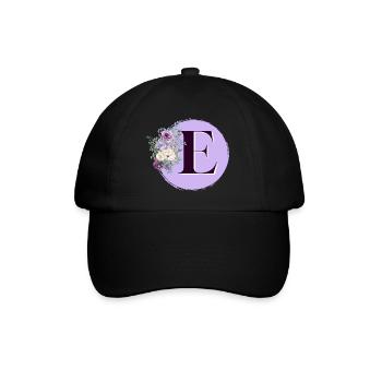 Brief E Blumenkranz - Baseballkappe - Schwarz/Schwarz - Vorne
