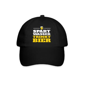 Spart wasser trinkt Bier - Baseballkappe - Schwarz/Schwarz - Vorne