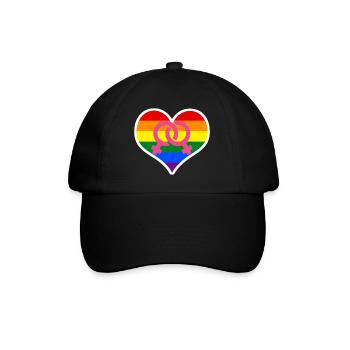 LGBT Lesbian Symbols Rainbow Heart - Baseball Cap - black/black - Front