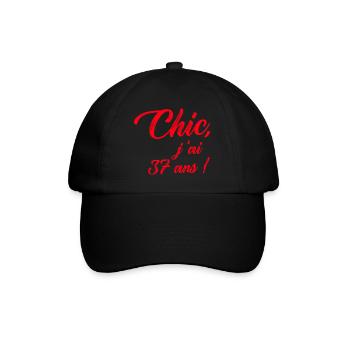 anniversaire chic j'ai 37 ans ! rouge - Casquette classique - noir/noir - Devant